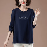 Long sleeved round neck T-shirt for women