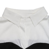 Casual Color Block Long Sleeve Pleated Shirt Short Dress