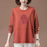Loose round neck long sleeved top for women