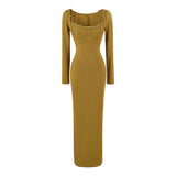 Lace Long Spaghetti Strap Waist-cinching Bodycon Maxi Dress