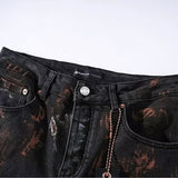 Men's High-End Fashion Denim Jeans Elastic Waist Casual Pants