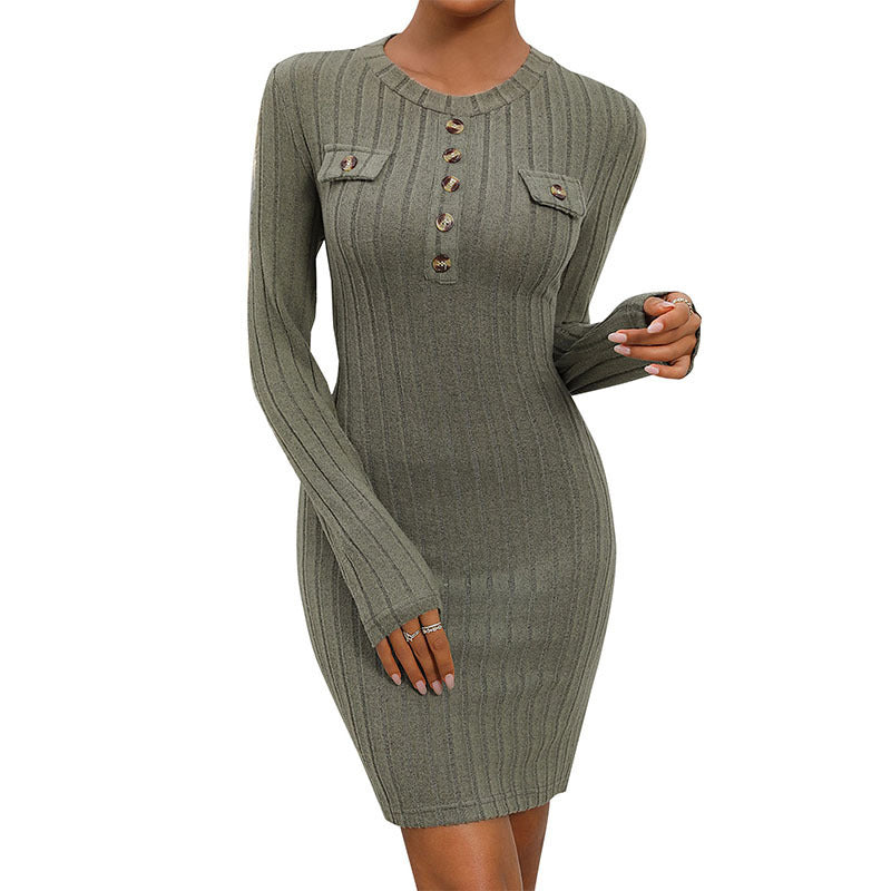 Ribbed Knit Brushed Slim Fit Bodycon Mini Dress