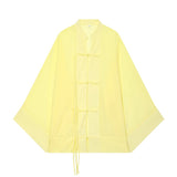 Loose knot buckle hanging long sleeved shirt for women