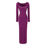 Lace Long Spaghetti Strap Waist-cinching Bodycon Maxi Dress