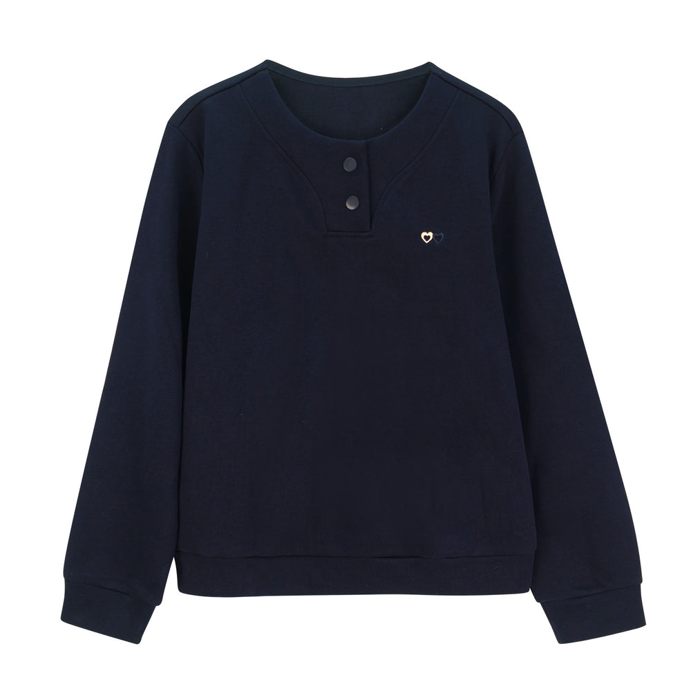 Loose round neck long sleeved T-shirt