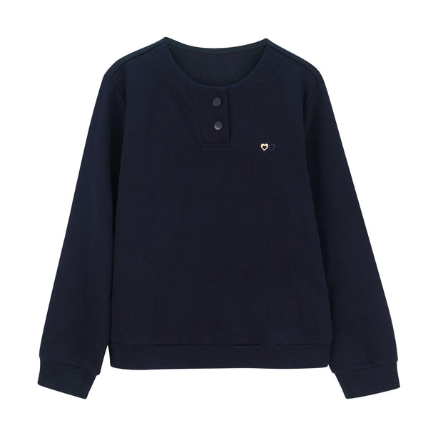 Loose round neck long sleeved T-shirt