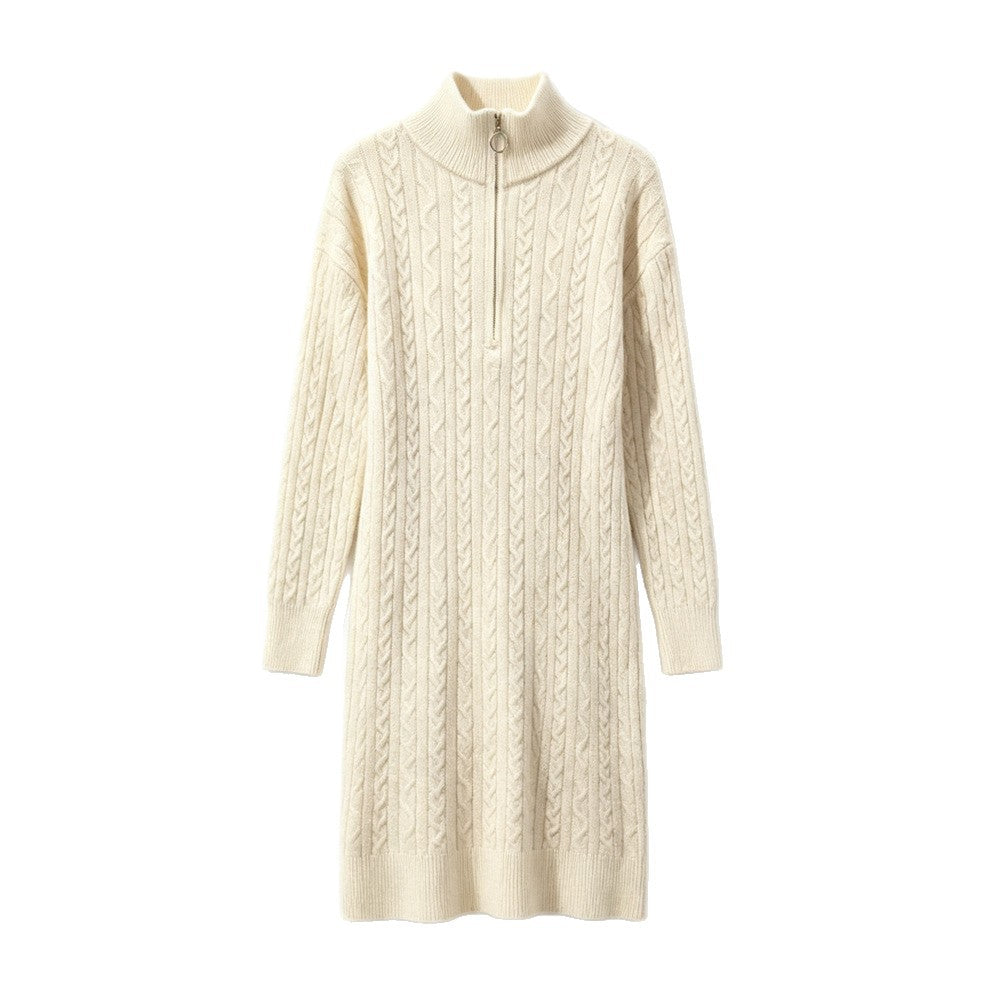 Half zip long sleeved dress