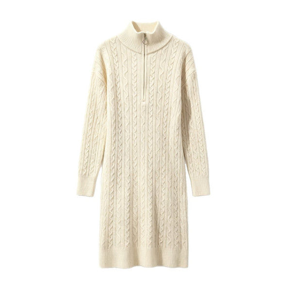 Half zip long sleeved dress