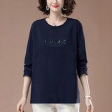 Long sleeved round neck T-shirt for women