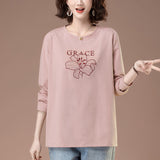 Round neck loose long sleeved T-shirt for women