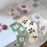 Coral Fleece Thickened Warm Colorful Cartoon Fruit Socks