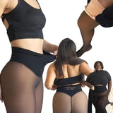 Sheer skin-tone base leggings integrated with fleece-lined tight one-crotch tights