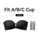 Plus Size Strapless Front Closure Bra for Women, Non-Slip Wireless Push Up Supportive Seamless Padded Underwear