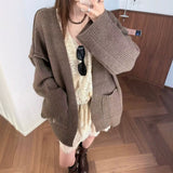 V-neck cardigan loose sweater