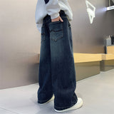 Boys' Casual Straight Wide-Leg Denim Jeans