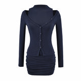 Long Sleeve V-Neck Bodycon Women's Two-Piece Dress Set