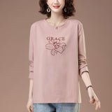Round neck loose long sleeved T-shirt for women