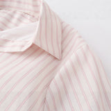 Women's breasted swallowtail style long sleeved striped shirt
