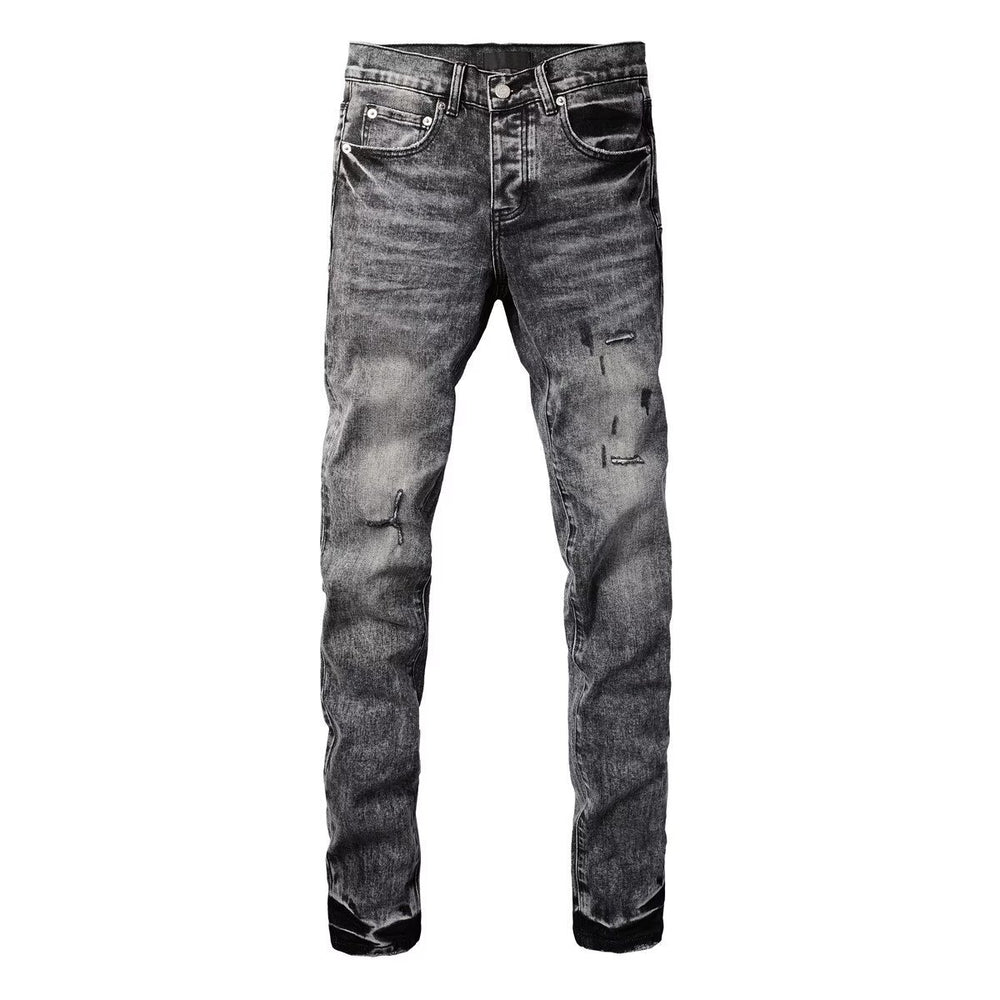 Streetwear Distressed Ripped Slim Fit Men's Jeans