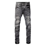 Streetwear Distressed Ripped Slim Fit Men's Jeans