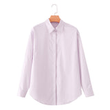 Cotton breasted lapel striped shirt for women