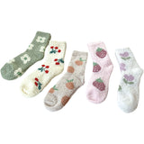 Coral Fleece Thickened Warm Colorful Cartoon Fruit Socks