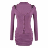 Long Sleeve V-Neck Bodycon Women's Two-Piece Dress Set