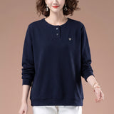 Loose round neck long sleeved T-shirt