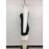 Casual Color Block Long Sleeve Pleated Shirt Short Dress