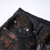 Men's High-End Fashion Denim Jeans Elastic Waist Casual Pants