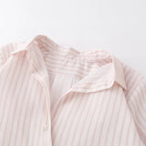 Women's breasted swallowtail style long sleeved striped shirt