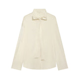 Butterfly knot long sleeved loose shirt women's clothing