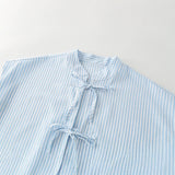 Casual bow tie sleeveless striped shirt for women