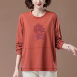 Loose round neck long sleeved top for women
