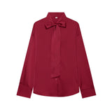 Butterfly knot long sleeved loose shirt women's clothing