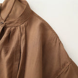 Wrinkle hanging shirt round neck shirt for women
