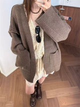 V-neck cardigan loose sweater