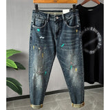 Style Splatter Ink Stretch Denim Slim Tapered Jeans