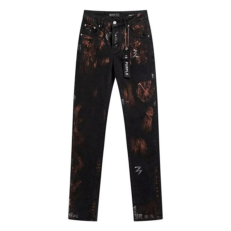 Men's High-End Fashion Denim Jeans Elastic Waist Casual Pants