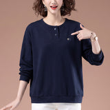 Loose round neck long sleeved T-shirt