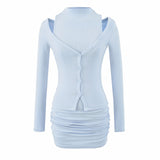 Long Sleeve V-Neck Bodycon Women's Two-Piece Dress Set