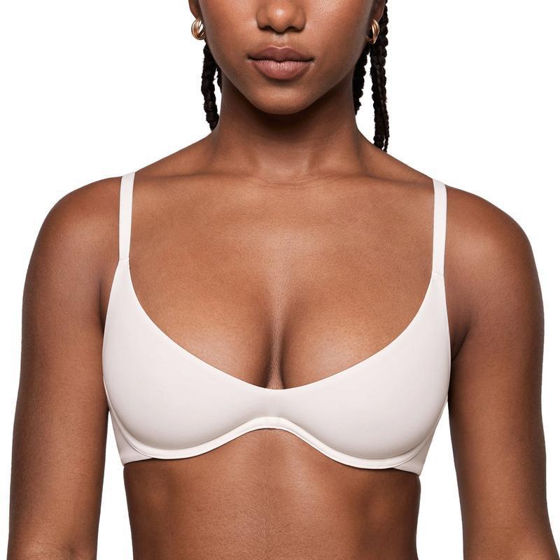 Deep V without padding with steel rims and upper support to gather underwear women's bra