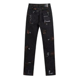 Men's High-End Fashion Denim Jeans Elastic Waist Casual Pants